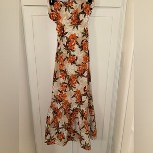 Floral Maxi Dress in Orange and Cream